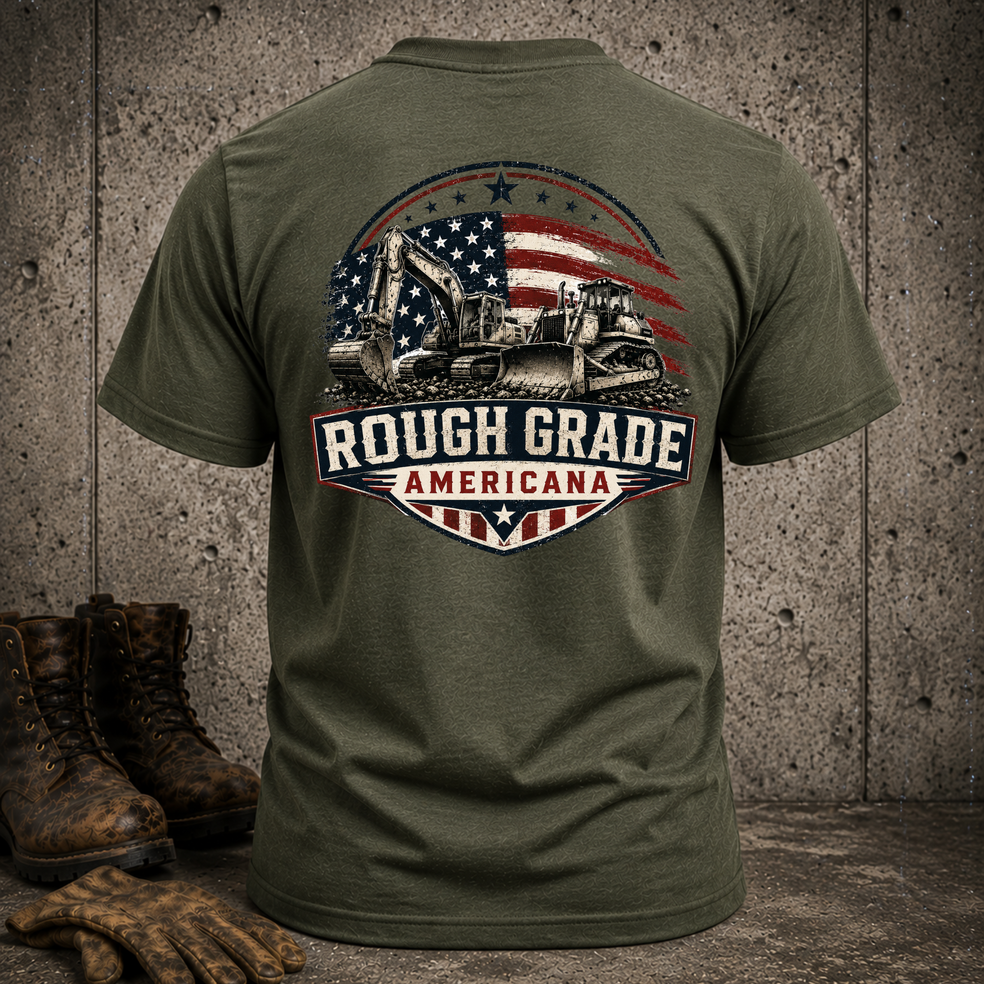 Rough Grade Americana T-Shirt — Patriotic Construction Crew Tee