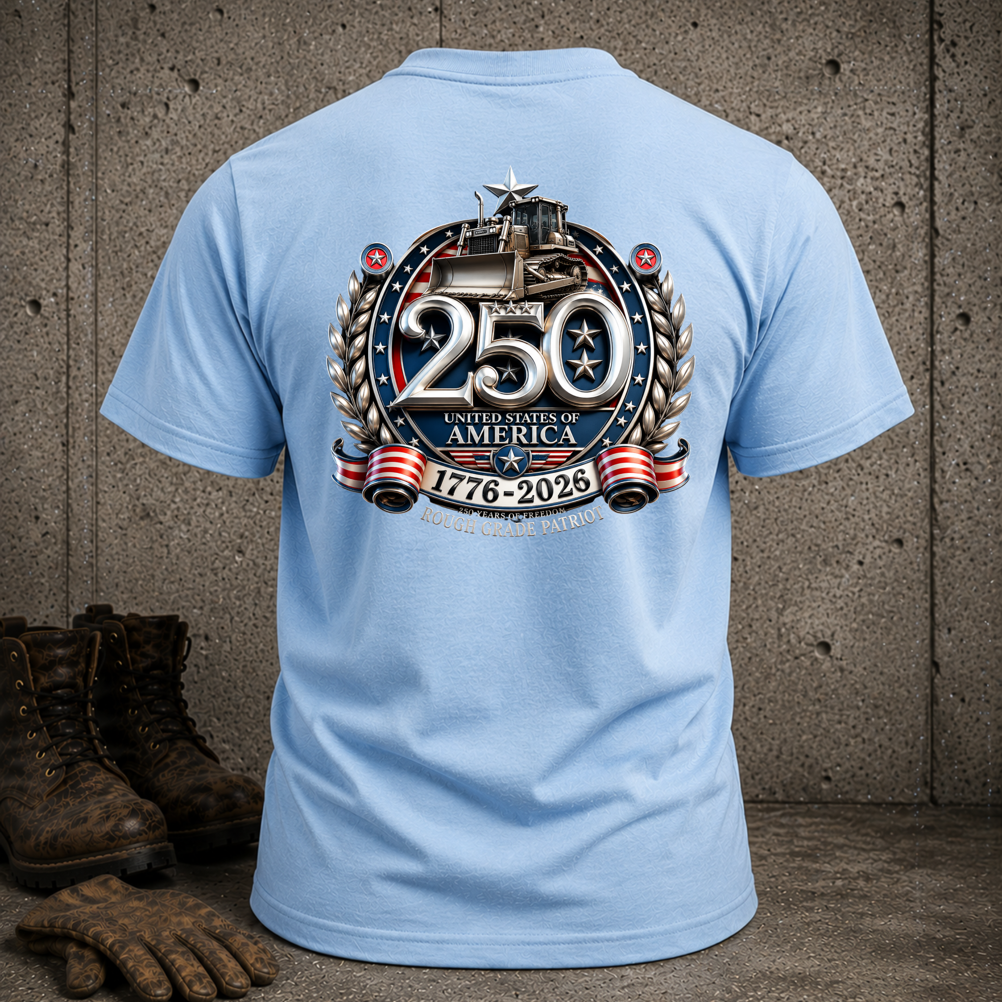 250 Year Anniversary T-shirt- Patriotic Dozer Graphic Tee