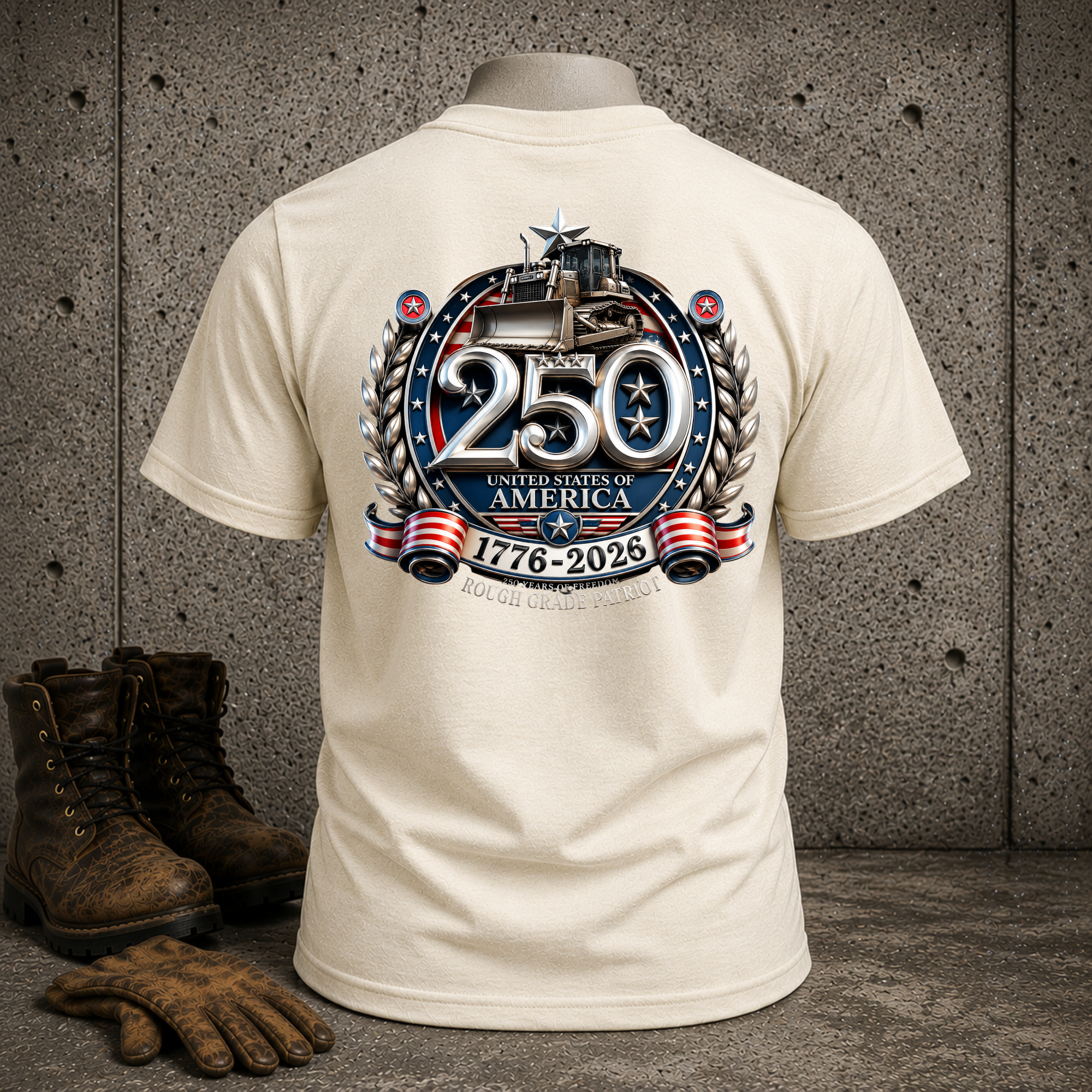 250 Year Anniversary T-shirt- Patriotic Dozer Graphic Tee