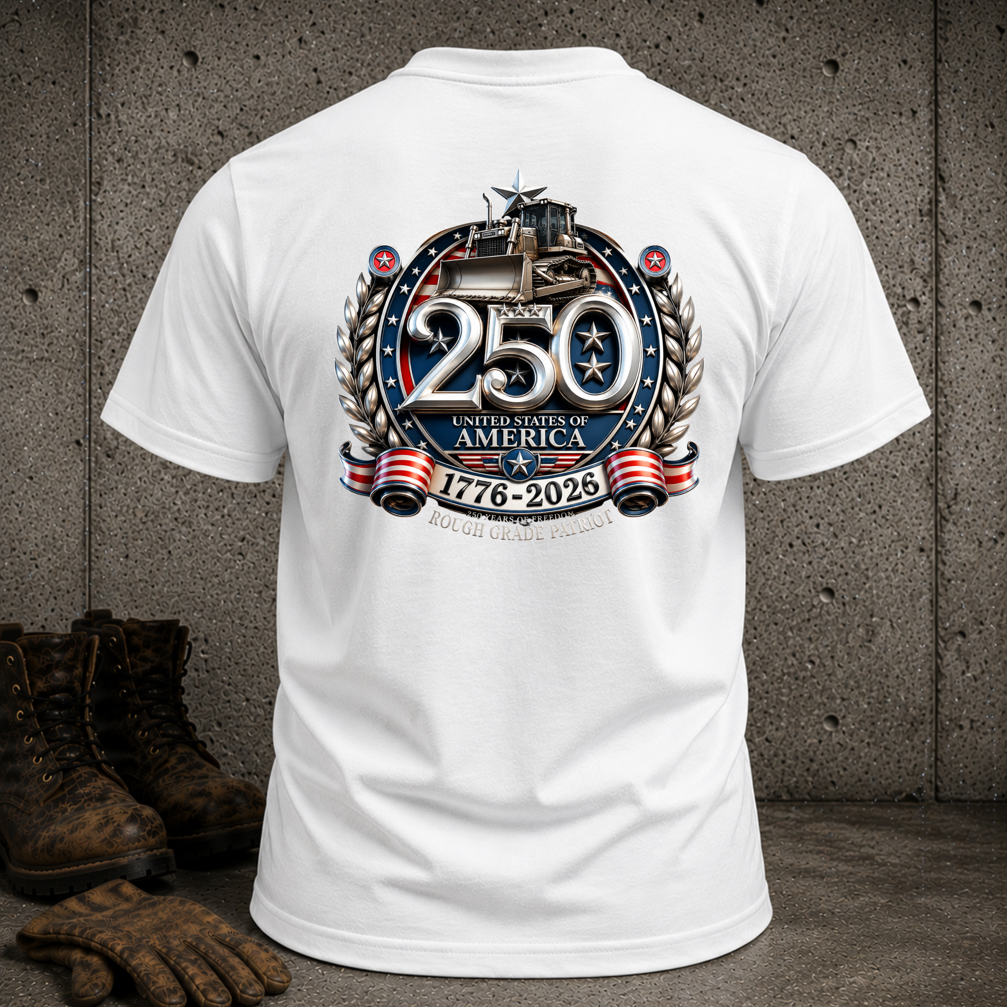 250 Year Anniversary T-shirt- Patriotic Dozer Graphic Tee