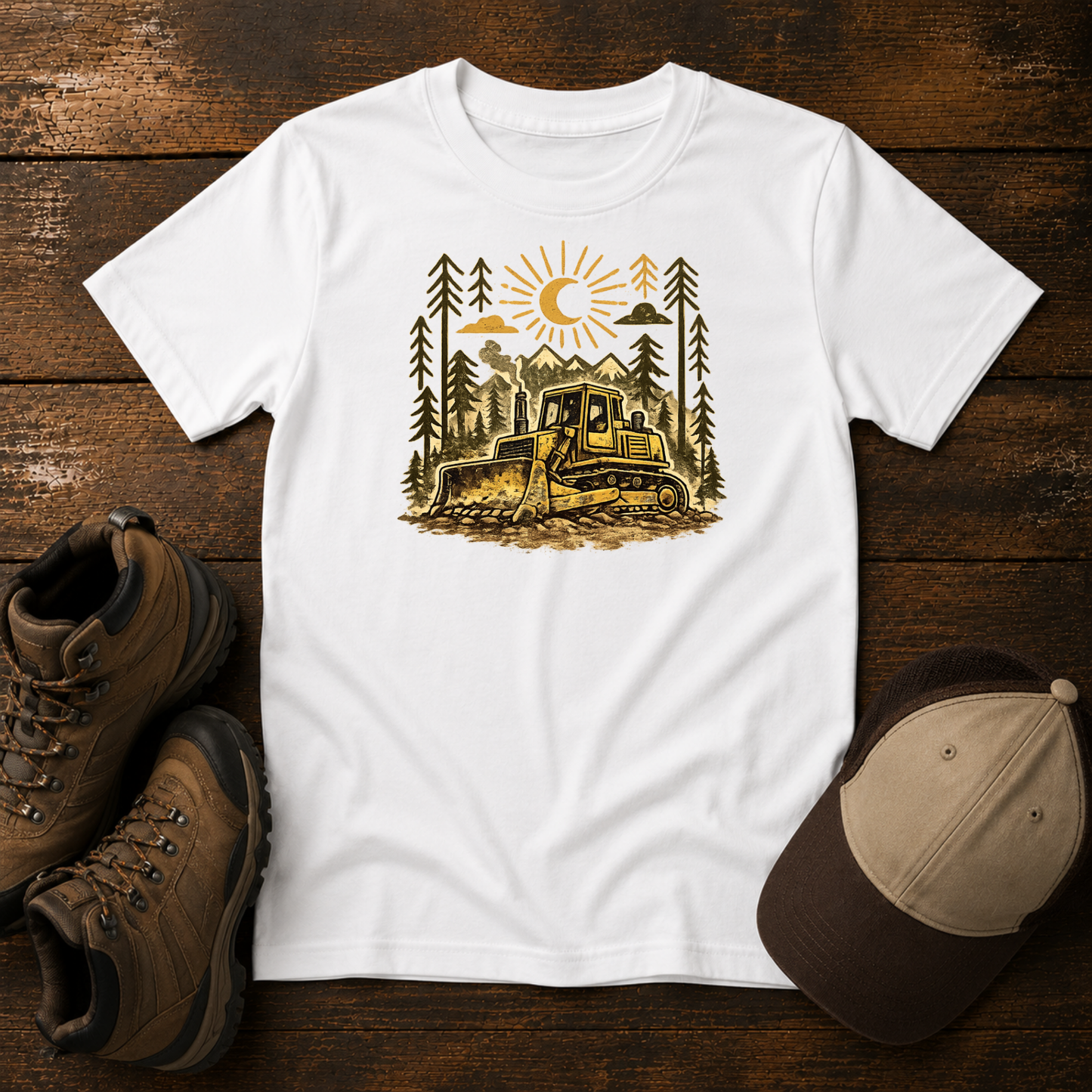 Excavator Woodland Shirt for Kids