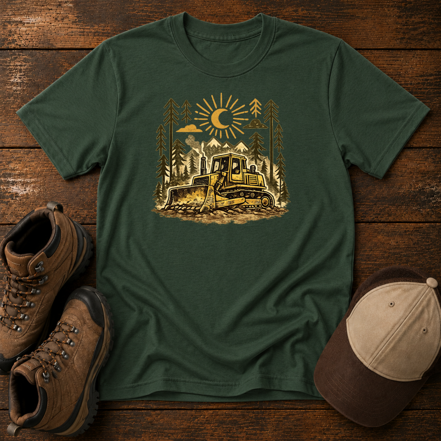 Excavator Woodland Shirt for Kids