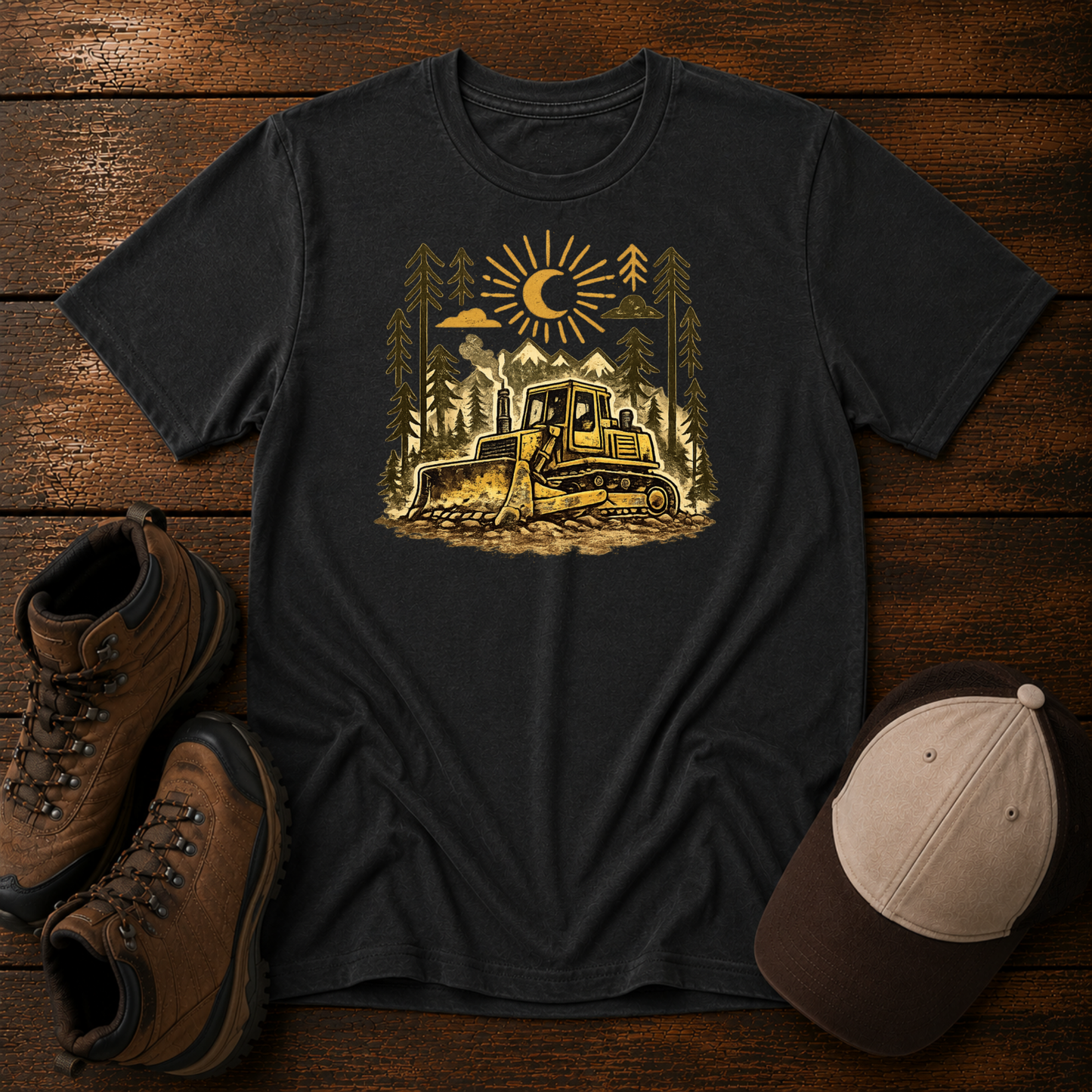 Excavator Woodland Shirt for Kids