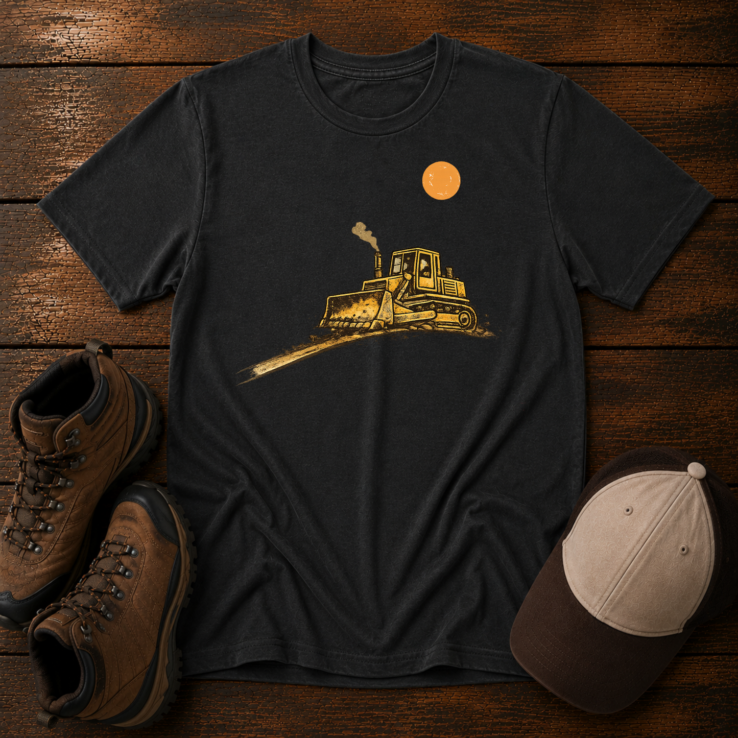 Kids Bulldozer Shirt, Minimalist Construction Tee