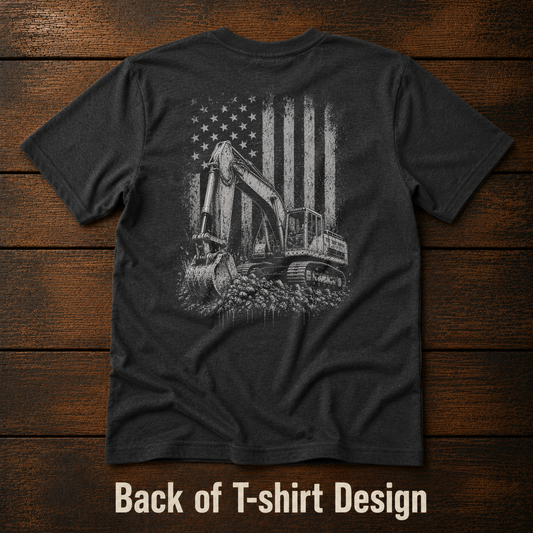 Freedom & Diesel Youth Construction Shirt | Excavator American Flag Kids T-Shirt
