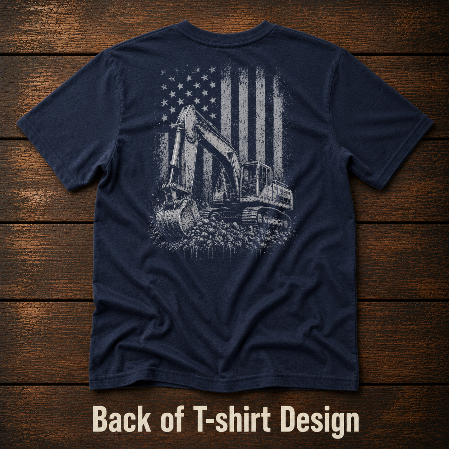 Freedom & Diesel Youth Construction Shirt | Excavator American Flag Kids T-Shirt