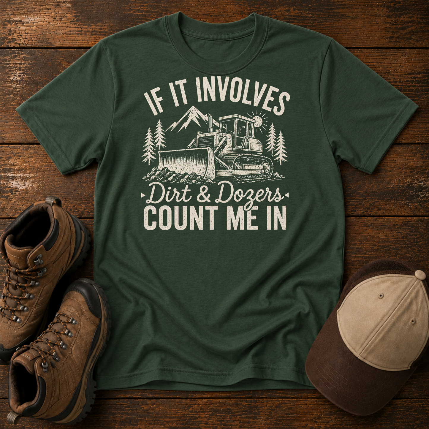 If It Involves Dirt & Dozers Count Me In Shirt | Bulldozer Kids Construction Tee
