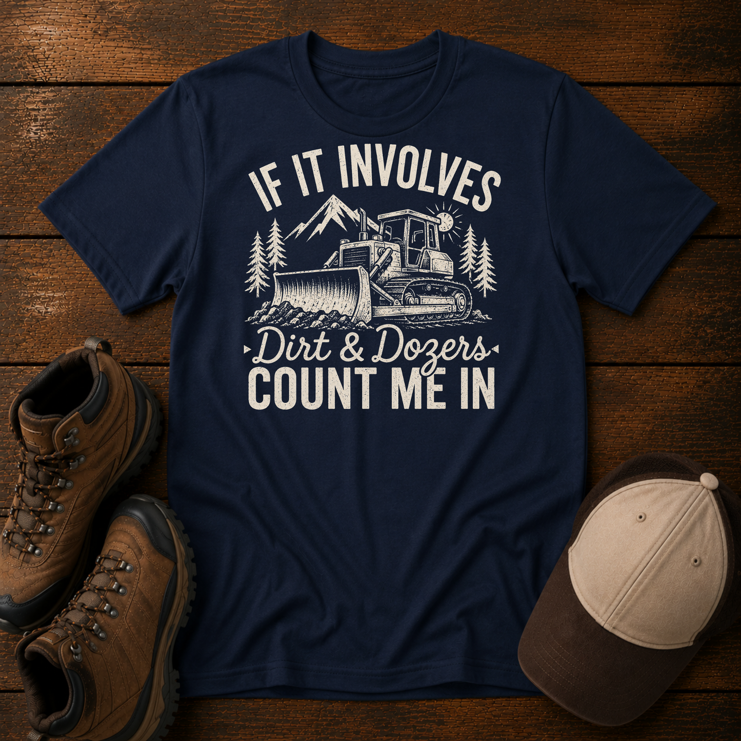 If It Involves Dirt & Dozers Count Me In Shirt | Bulldozer Kids Construction Tee