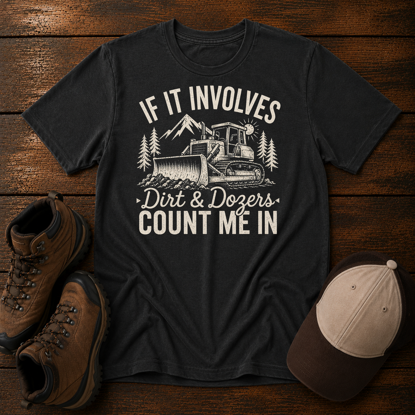 If It Involves Dirt & Dozers Count Me In Shirt | Bulldozer Kids Construction Tee