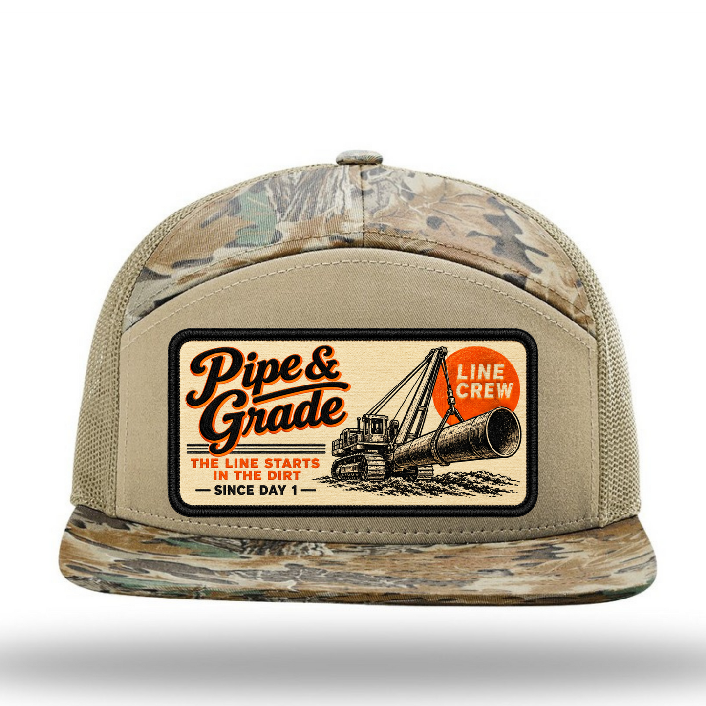 Pipe & Grade Line Crew Richardson 7-Panel Trucker Hat | Pipeline Construction Hat
