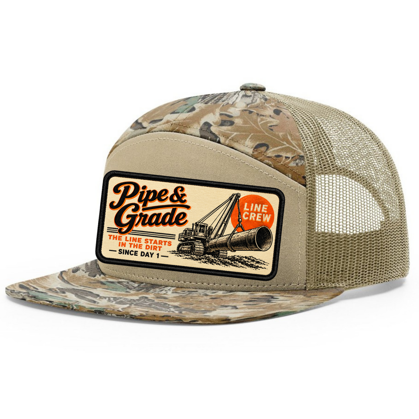Pipe & Grade Line Crew Richardson 7-Panel Trucker Hat | Pipeline Construction Hat