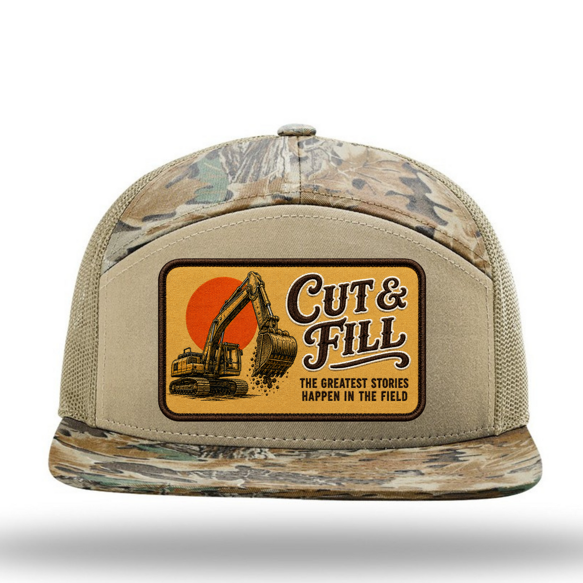 Cut & Fill Excavator Richardson 7-Panel Trucker Hat | Heavy Civil Construction Hat