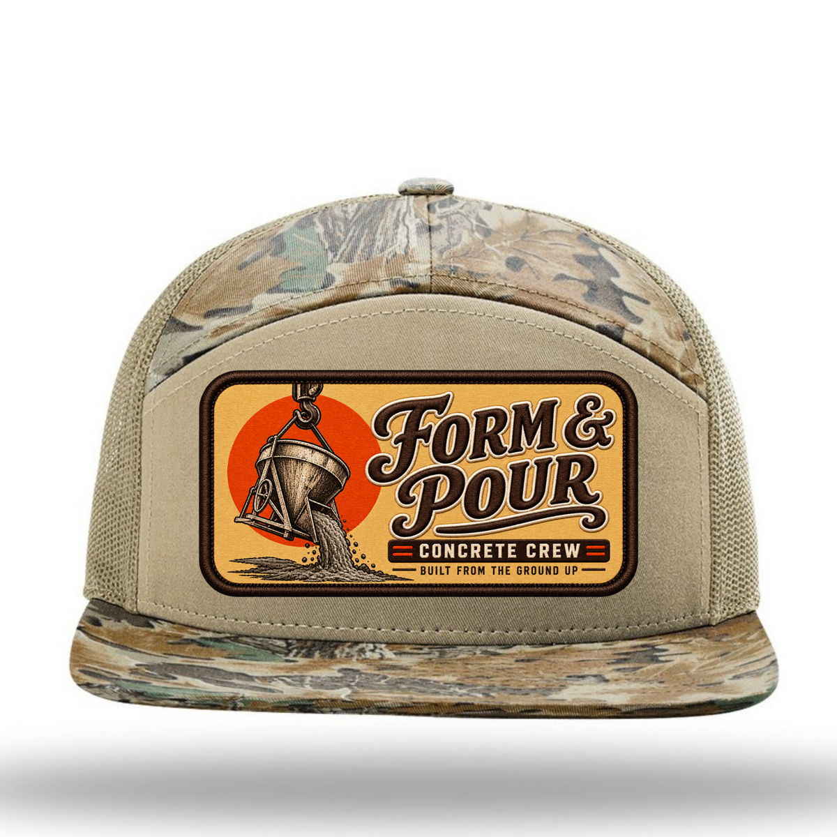 Form & Pour Concrete Crew Richardson 7-Panel Trucker Hat | Concrete Construction Hat