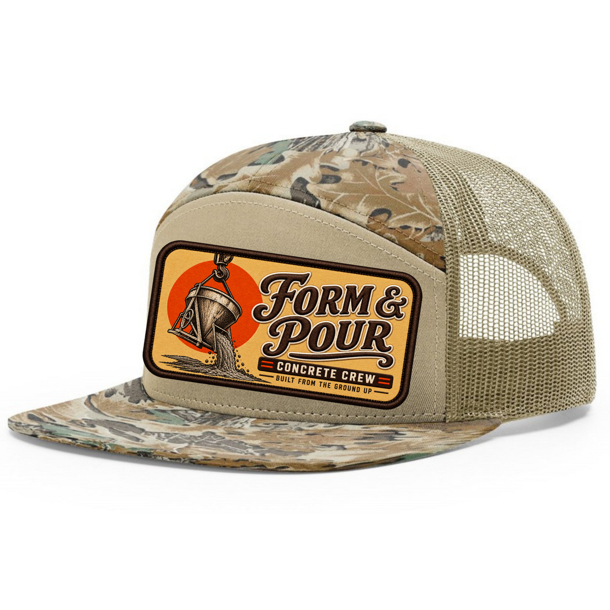 Form & Pour Concrete Crew Richardson 7-Panel Trucker Hat | Concrete Construction Hat
