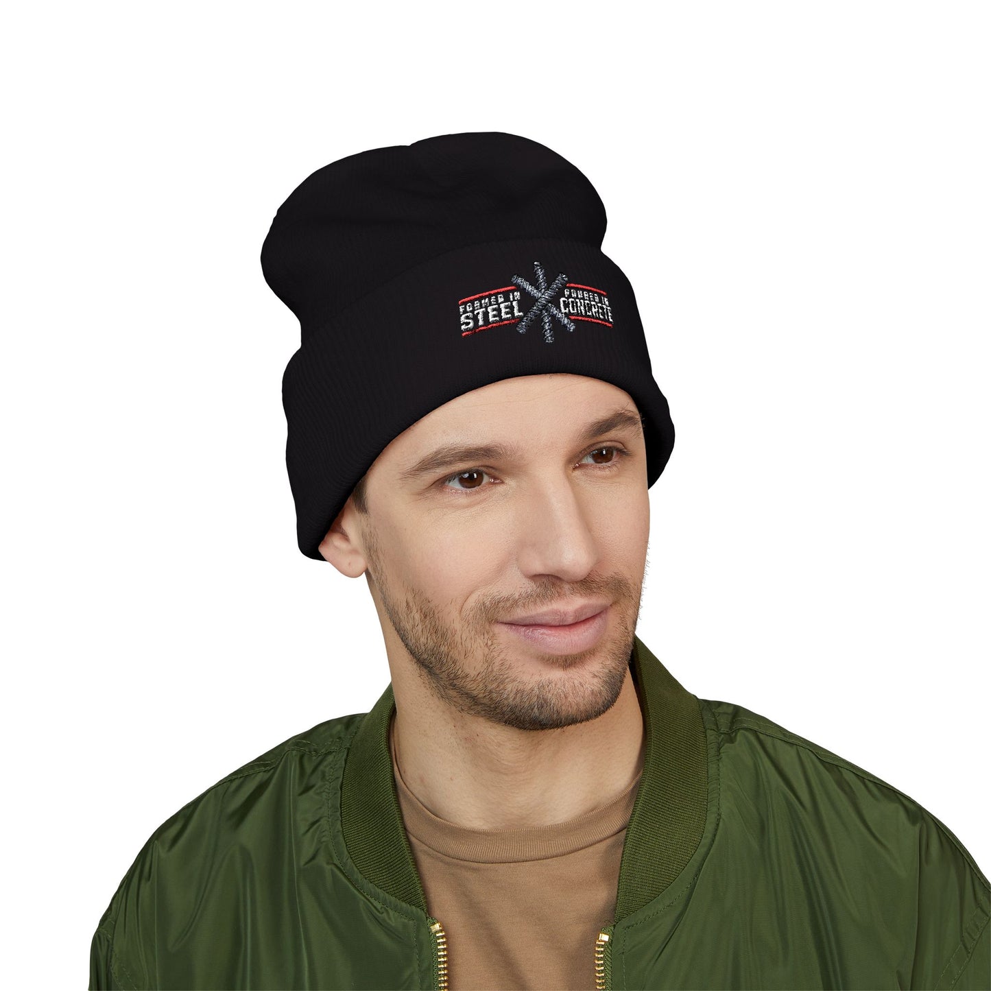 Formed in Steel, Poured in Concrete Embroidered Beanie