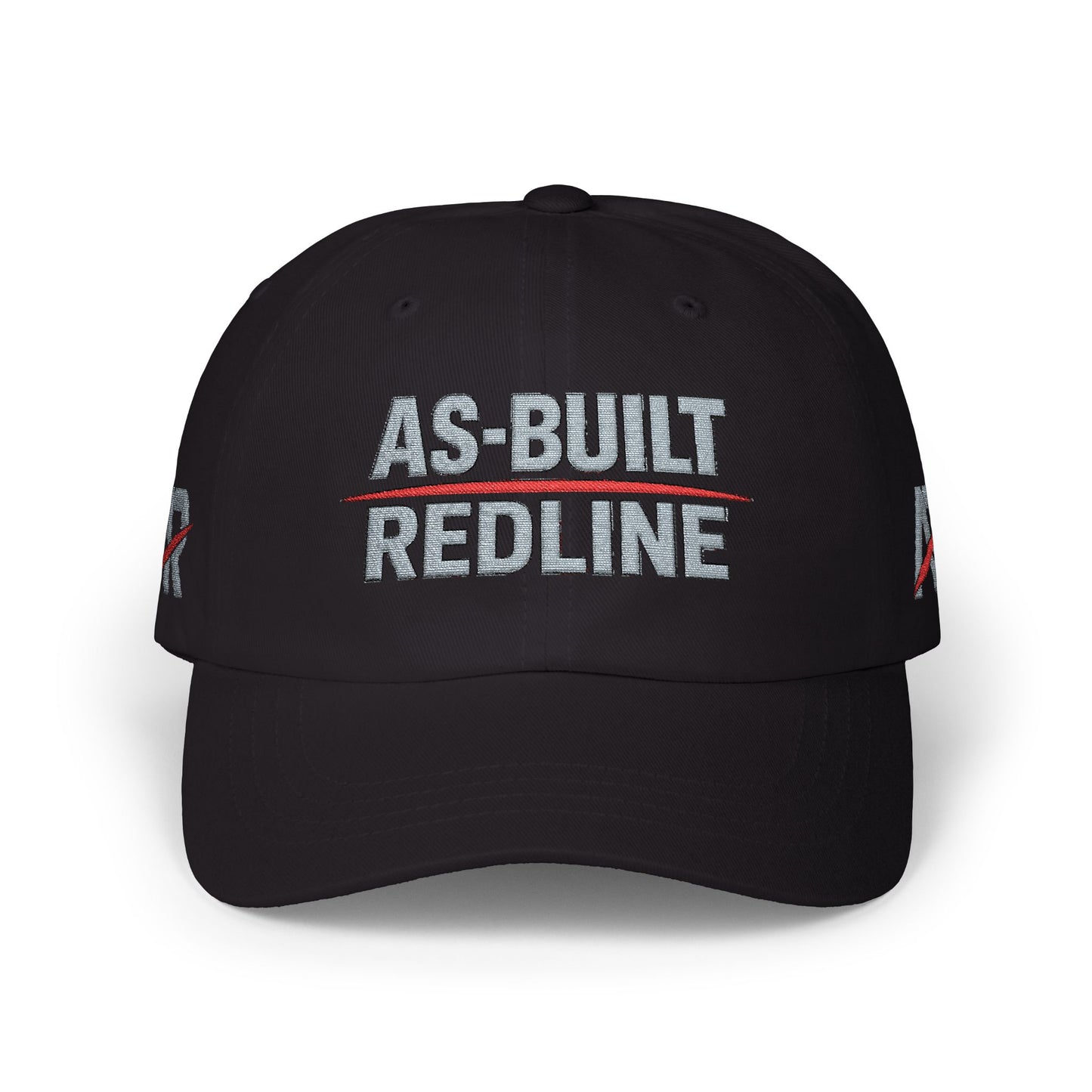 Black cap with a white crown logo on a white background