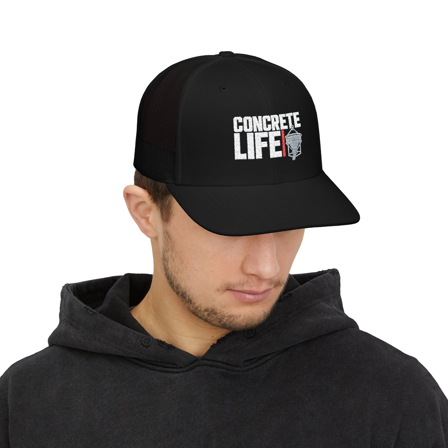 Concrete Life Embroidered Richardson Trucker Hat | Concrete Construction Hat