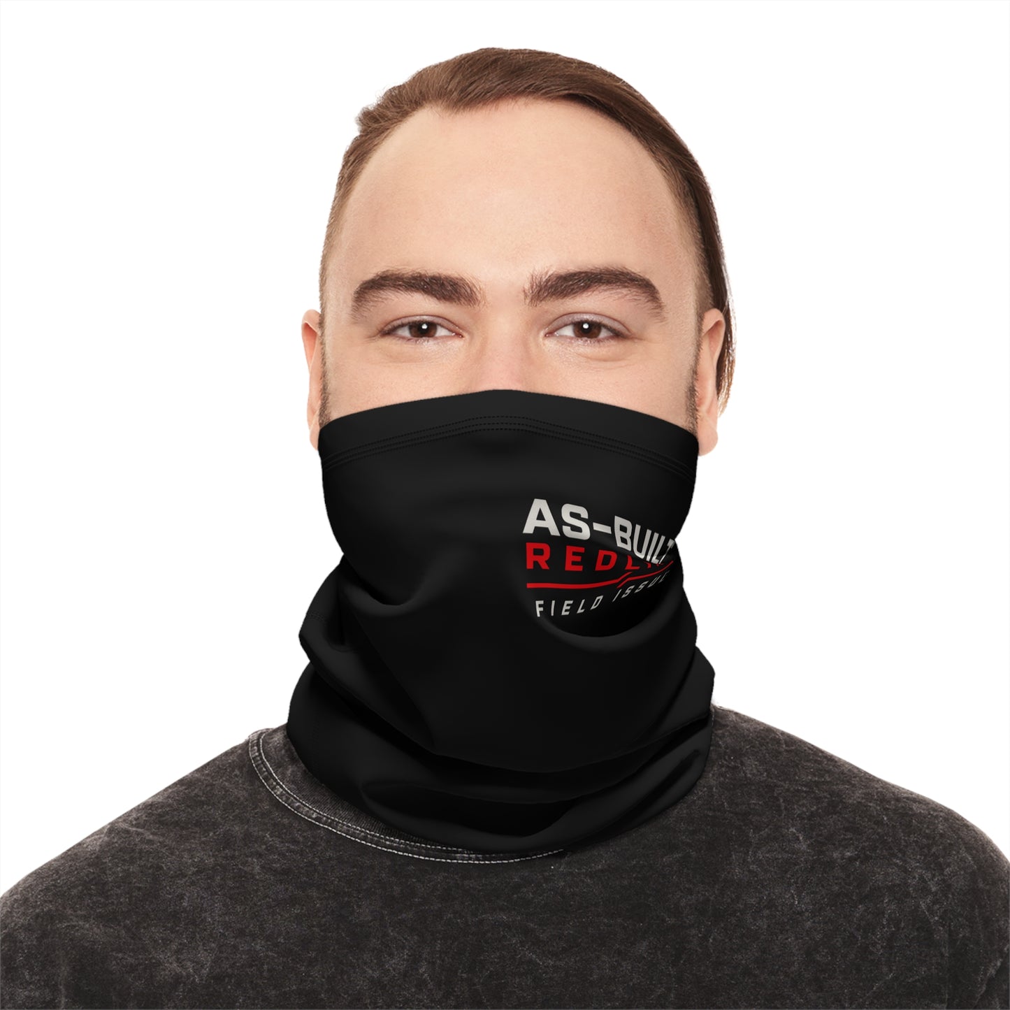 As-Built Redline Winter Neck Gaiter with Drawstring – Insulated Black Face & Neck Warmer