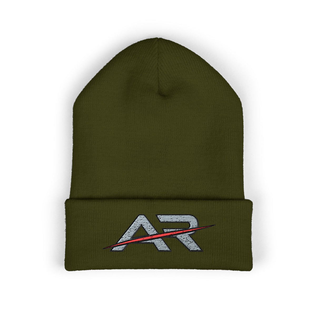 AR Embroidered Cuffed Beanie — Winter Hat