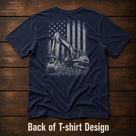 Freedom & Diesel Youth Construction Shirt | Excavator American Flag Kids T-Shirt