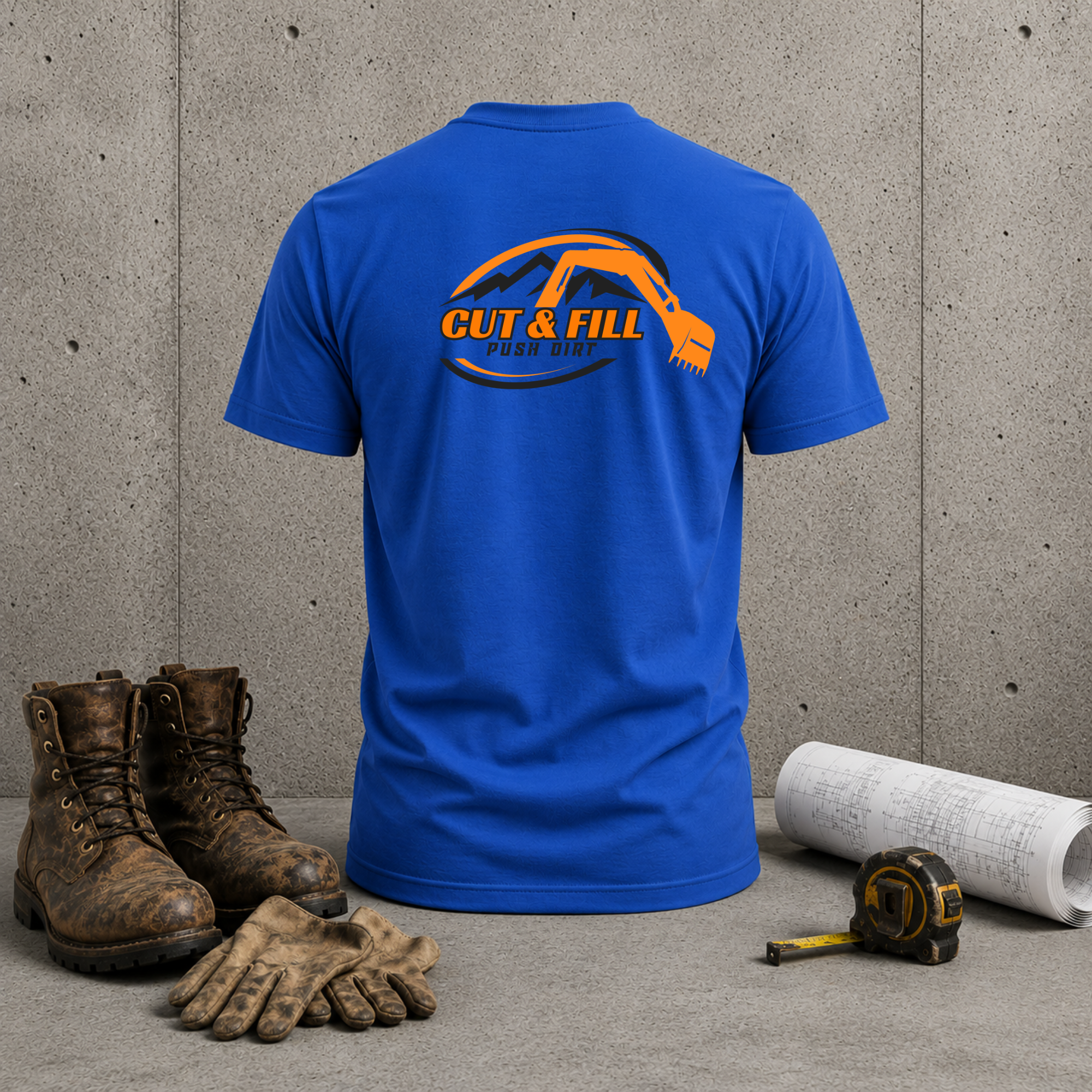 Cut & Fill Excavation T-Shirt — Construction Crew Logo Tee