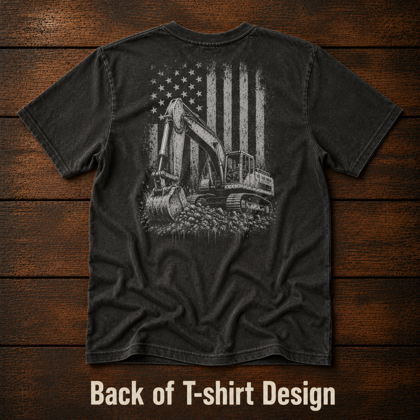 Freedom & Diesel Youth Construction Shirt | Excavator American Flag Kids T-Shirt